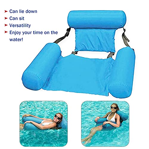 Auflosung Hamaca Flotante para Piscina, Hamaca Inflable, Sillón Flotante, Sofá De Agua, Balsas De Verano para Piscina Flotante para Adultos Y Niños (Azul Claro)