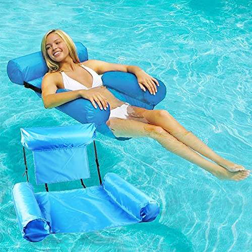 Auflosung Hamaca Flotante para Piscina, Hamaca Inflable, Sillón Flotante, Sofá De Agua, Balsas De Verano para Piscina Flotante para Adultos Y Niños (Azul Claro)