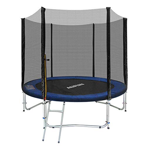 Aufun Trampolín Exterior Ø 244cm trampolín de jardín Completo con Red de Seguridad, Escalera, Cubierta de Borde y Accesorios