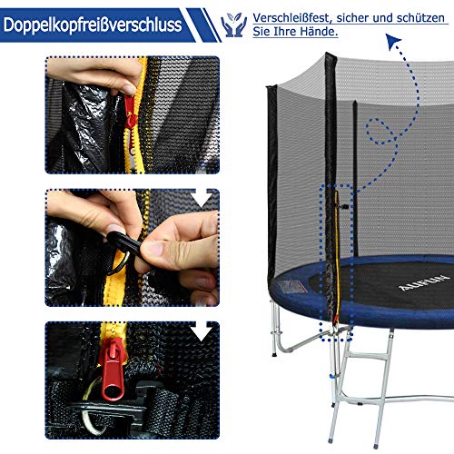 Aufun Trampolín Exterior Ø 244cm trampolín de jardín Completo con Red de Seguridad, Escalera, Cubierta de Borde y Accesorios