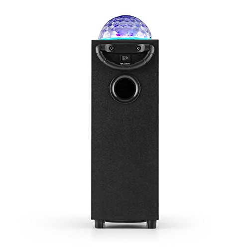 AUNA DiscoStar Silver - Karaoke Altavoz Bluetooth 2.1 con Micrófono, Sección MP3 con Pantalla LED, SD, USB, Mini USB, Iluminación LED, Sintonizador FM, Mando a Distancia, Batería integrada, Gris