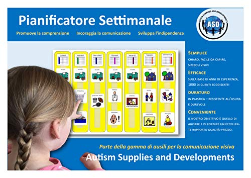 Autism Supplies And Developments- Planificador semanal de plástico A3 (Italiano), Color Azul (WP_IT)