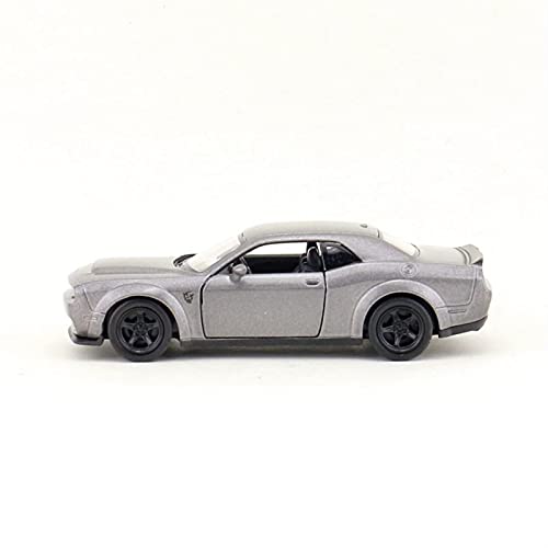 Auto Modelo 1:36 para Dodge Challenger SRT Demon Casting Car Model Toy Sonido Y Luz para Niños Pull Back Car Aleación De Zinc Juguetes Coche fundición a presión (Color : Gris)