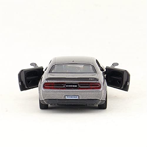 Auto Modelo 1:36 para Dodge Challenger SRT Demon Casting Car Model Toy Sonido Y Luz para Niños Pull Back Car Aleación De Zinc Juguetes Coche fundición a presión (Color : Gris)