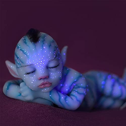 Avatar Reborn Baby Dolls, 12 Pulgadas ​Cuerpo Azul Realista muñeca de Silicona con Pelo muñeca para bebé recién Nacida Hecha a Mano Extraterrestres Avatar muñecas Dormir bebé Juguetes Elfos