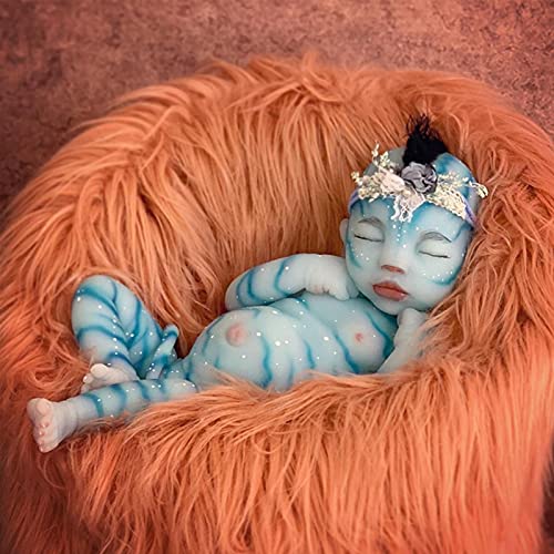 Avatar Reborn Baby Dolls, 12 Pulgadas ​Cuerpo Azul Realista muñeca de Silicona con Pelo muñeca para bebé recién Nacida Hecha a Mano Extraterrestres Avatar muñecas Dormir bebé Juguetes Elfos