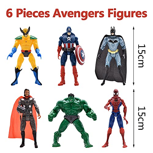 Avengers Cake Topper, 6 Piezas Mini Juego de Figuras Decoración de Tartas para Fiestas de Cumpleaños Avengers para Cumpleaños Decoración de Torta