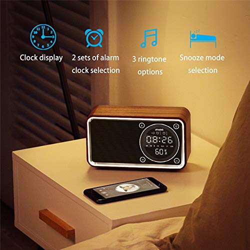 AWJ Altavoz Bluetooth De Madera Despertador Subwoofer doméstico TF Card para Radio Mobile Mini La Calidad del Sonido es Clara y Estable Computadora,Brown