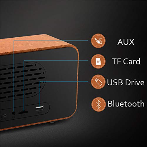 AWJ Altavoz Bluetooth De Madera Despertador Subwoofer doméstico TF Card para Radio Mobile Mini La Calidad del Sonido es Clara y Estable Computadora,Brown