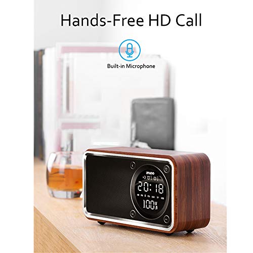 AWJ Altavoz Bluetooth De Madera Despertador Subwoofer doméstico TF Card para Radio Mobile Mini La Calidad del Sonido es Clara y Estable Computadora,Brown