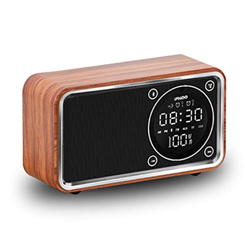 AWJ Altavoz Bluetooth De Madera Despertador Subwoofer doméstico TF Card para Radio Mobile Mini La Calidad del Sonido es Clara y Estable Computadora,Brown