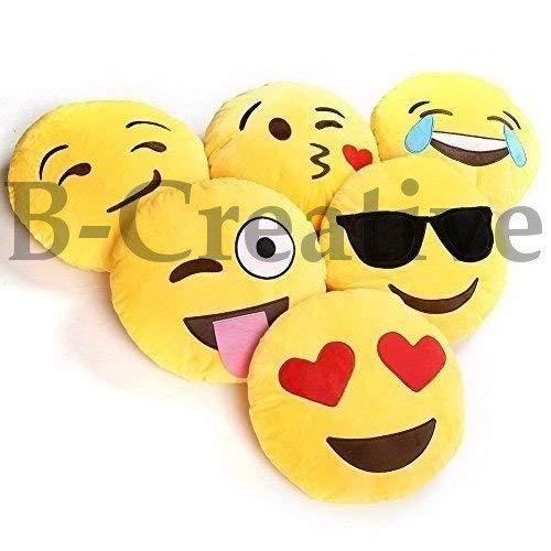 B-Creative 21 Estilos Emoji Emoticon Cojín Redondo Poo Relleno Suave 12" Almohada Felpa Regalo Reino Unido (Tímido)