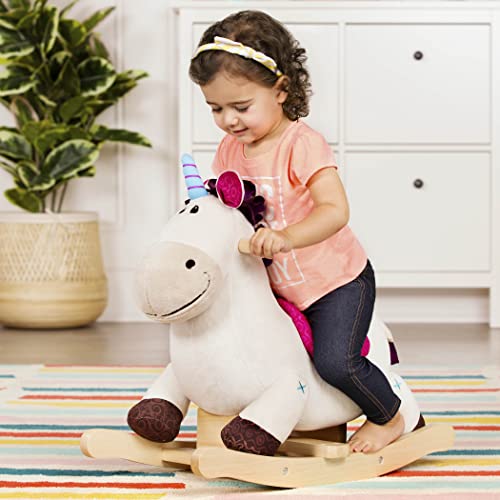 B. toys – Dilly Dally unicornio mecedor de madera – Mecedora Rocker – Suave juguete Montable para niños y bebés de 18 meses en adelante