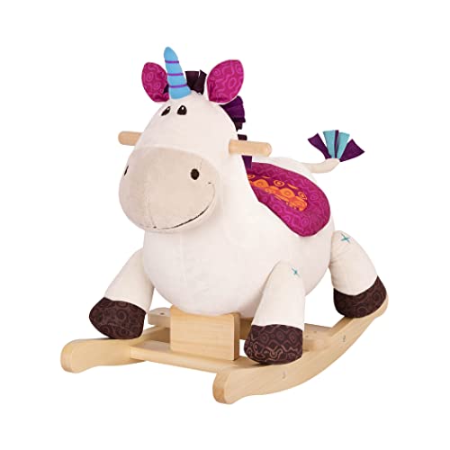 B. toys – Dilly Dally unicornio mecedor de madera – Mecedora Rocker – Suave juguete Montable para niños y bebés de 18 meses en adelante