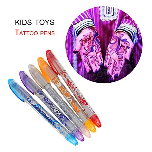 Ba30DEllylelly 6 uds., Bolígrafos de Tatuaje DIY para niños, bolígrafos de Gel de Tatuaje para Dibujar a Mano, Novedad, Juguetes para niños, Regalos para Fiestas de cumpleaños para niños