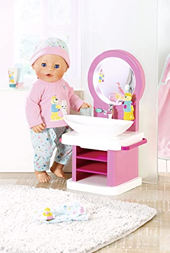 BABY born Lavabo y Spa - Juguete para manos pequeñas, Promueve la empatía y las habilidades sociales, Para niños a partir de 3 años, Incluye espejo, cepillo de dientes, taza y más