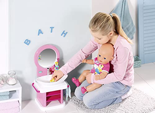 BABY born Lavabo y Spa - Juguete para manos pequeñas, Promueve la empatía y las habilidades sociales, Para niños a partir de 3 años, Incluye espejo, cepillo de dientes, taza y más