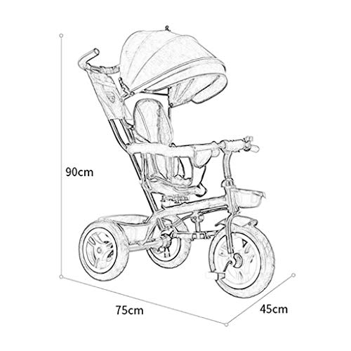 Baby Trike Bike Trike, parasol giratorio para niños 4 en 1 multifunción, bebé de 1 a 6 años al aire libre con barandilla de seguridad, 2 colores, 90x75x45cm s para niños de 1 a 3 años Happy house