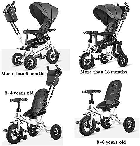 Baby Trike Vehículo de entrenamiento para niños Bic para niños Cochecito de bebé Multifunción Niños Bic 1-3-6 años Asiento Valla de seguridad giratoria Juguetes para niños y niñas (Color: Verde) y