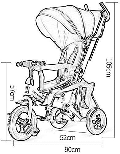 Baby Trike Vehículo de entrenamiento para niños Bic para niños Cochecito de bebé Multifunción Niños Bic 1-3-6 años Asiento Valla de seguridad giratoria Juguetes para niños y niñas (Color: Verde) y