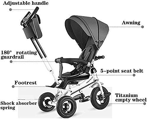 Baby Trike Vehículo de entrenamiento para niños Bic para niños Cochecito de bebé Multifunción Niños Bic 1-3-6 años Asiento Valla de seguridad giratoria Juguetes para niños y niñas (Color: Verde) y