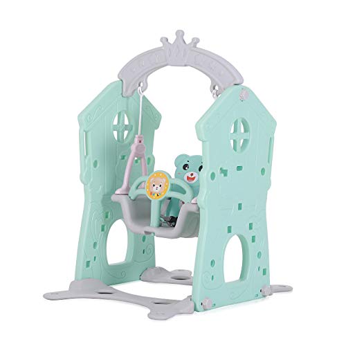 Baby Vivo Columpio de Niños Parque Infantil Interior y Aire Libre Jardín Plastico - Turquesa/Gris