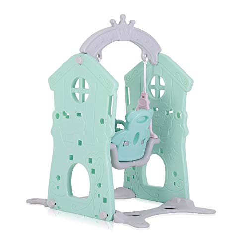 Baby Vivo Columpio de Niños Parque Infantil Interior y Aire Libre Jardín Plastico - Turquesa/Gris