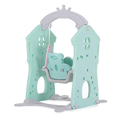 Baby Vivo Columpio de Niños Parque Infantil Interior y Aire Libre Jardín Plastico - Turquesa/Gris