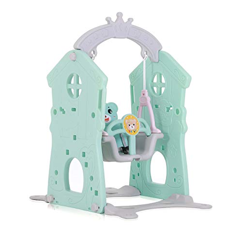 Baby Vivo Columpio de Niños Parque Infantil Interior y Aire Libre Jardín Plastico - Turquesa/Gris