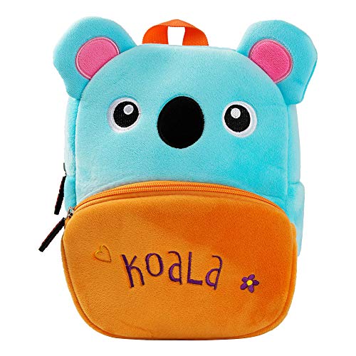 BAIGIO Mochila Infantil Kindergarten,Pequeñas Mochilas Bolsas Escolares de Dibujos Animados Animales para Niñas Primaria 3D Suave Mochila de Felpa Bebe Guarderia Preescolar para 2-4 Años (Coala)