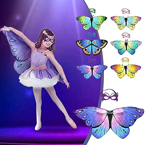 BAIYIN Alas de Mariposa de Hadas con Correas de Hombro elásticas, Conjunto de Parches para Ojos de alas de Hadas, Disfraz de Cosplay para Fiesta de Disfraces, tipo4