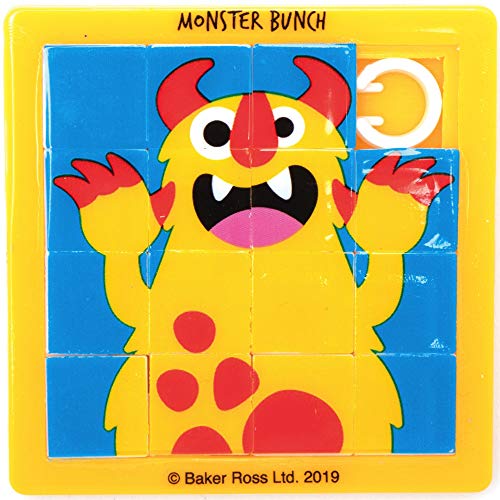 Baker Ross AX269 Puzles Deslizantes Grupo De Monstruos - Paquete De 6, para Bolsos De Fiesta Y Pequeños Juguetes para Niños