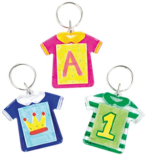 Baker Ross- Kits de llaveros en forma de camiseta (Pack de 6) que los niños pueden personalizar - Manualidades creativas infantiles para el Día del Padre