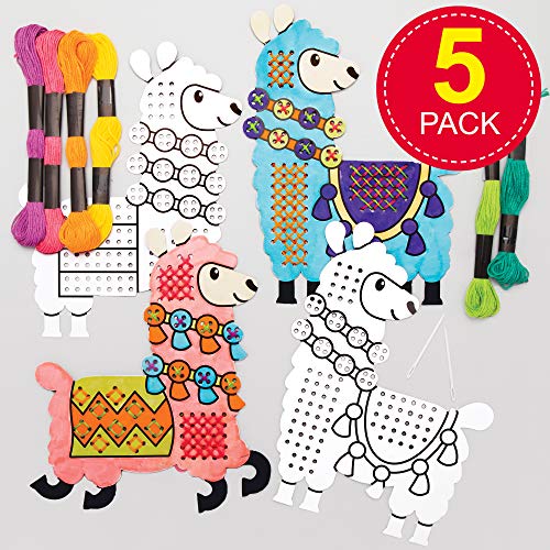 Baker Ross Kits Punto de Cruz Llama para Colorear - Juego de manualidades para niños (paquete de 5)