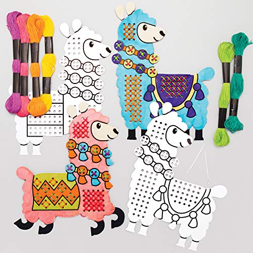 Baker Ross Kits Punto de Cruz Llama para Colorear - Juego de manualidades para niños (paquete de 5)