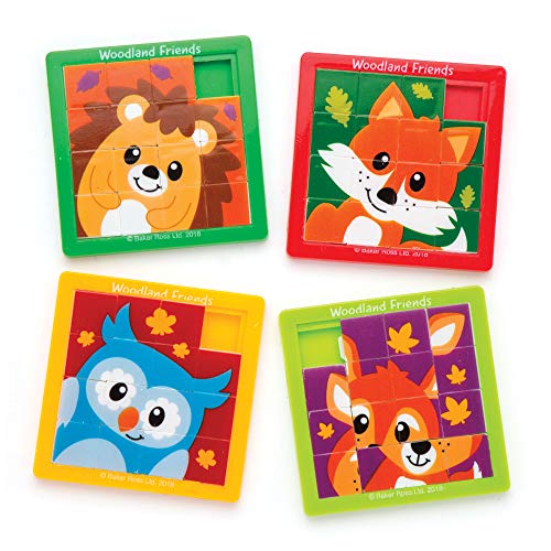 Baker Ross- Puzles deslizantes con Animales del Bosque (Pack de 5) para Bolsas Sorpresa Infantiles