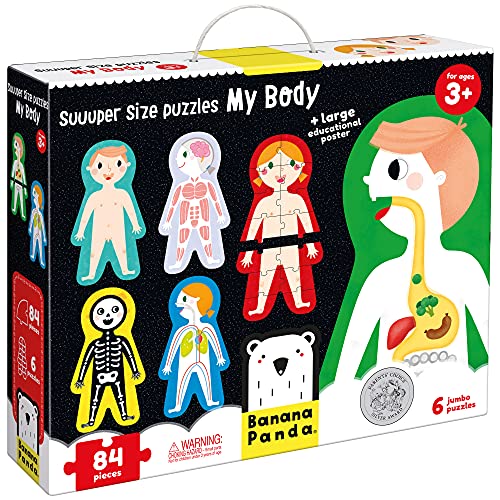 Banana Panda - Suuuper Size Puzzles My Body - Juego de 6 Puzzles de Suelo Grandes para Aprender a Aprender a Partir de 3 años (inglés), Multicolor