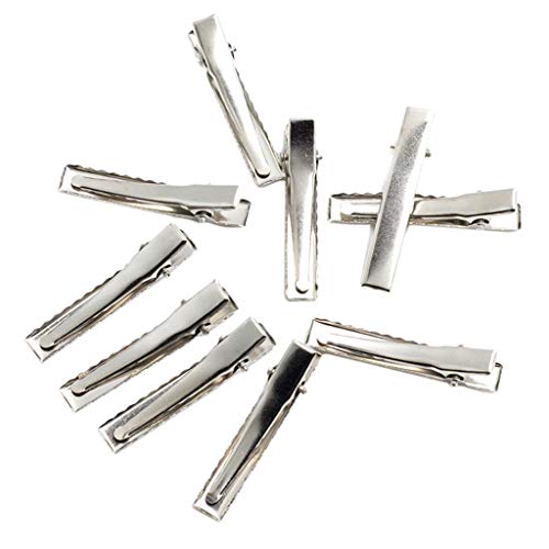 Baoblaze Dividir Clips De Pico De Pato, Pinzas De Peinado para El Cabello Pinzas De Metal para Peluquería Seccionamiento para Herramientas De Peluquería - Plata, Paquete de 10