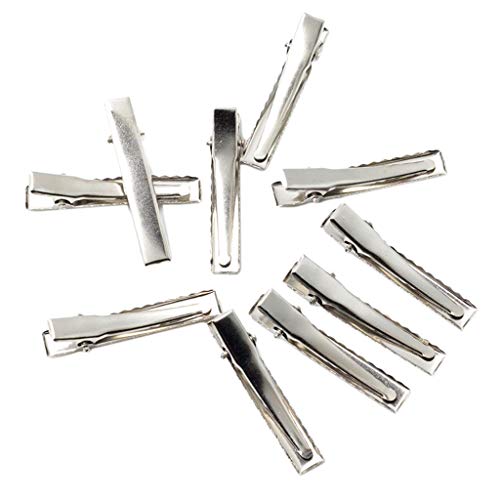 Baoblaze Dividir Clips De Pico De Pato, Pinzas De Peinado para El Cabello Pinzas De Metal para Peluquería Seccionamiento para Herramientas De Peluquería - Plata, Paquete de 10