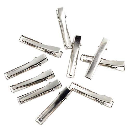 Baoblaze Dividir Clips De Pico De Pato, Pinzas De Peinado para El Cabello Pinzas De Metal para Peluquería Seccionamiento para Herramientas De Peluquería - Plata, Paquete de 10