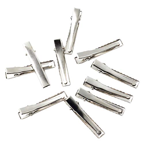 Baoblaze Dividir Clips De Pico De Pato, Pinzas De Peinado para El Cabello Pinzas De Metal para Peluquería Seccionamiento para Herramientas De Peluquería - Plata, Paquete de 10