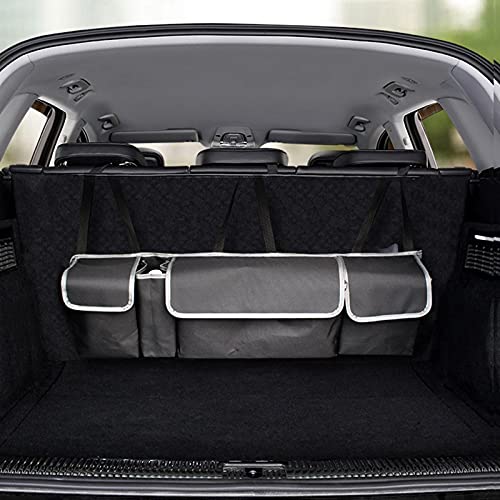 BAOLE Organizador Coche, Almacenamiento De Respaldo De Asiento Plegable De Tela De PVC 600D 3 Bolsillos Grandes Y Correas De Hombro Ajustables,para La Mayoría De Los Vehículos