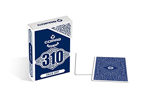 Baraja de Cartas Copag 310 Face Off Blue Slimline - Baraja con Caras Blancas y Dorso Azul