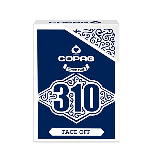 Baraja de Cartas Copag 310 Face Off Blue Slimline - Baraja con Caras Blancas y Dorso Azul