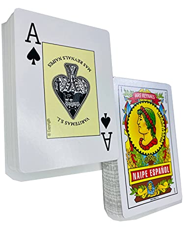 Baraja Española y Baraja de Poker, Set Baraja de Cartas, Barajas de Cartas Calidad Casino, Juego de Naipe Español y Baraja de Poker, 2 Juegos de Cartas con Funda.