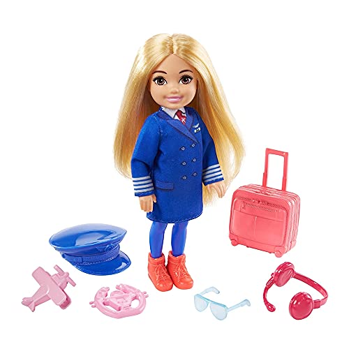 Barbie Chelsea Trabajadora de la construcción Muñeca rubia con accesorios de obra de juguete, para niñas y niños +3 años (Mattel GTN87)