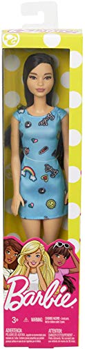 Barbie Fashionista, Muñeca Chic morena vestido azul, juguete +7 años (Mattel FJF16)