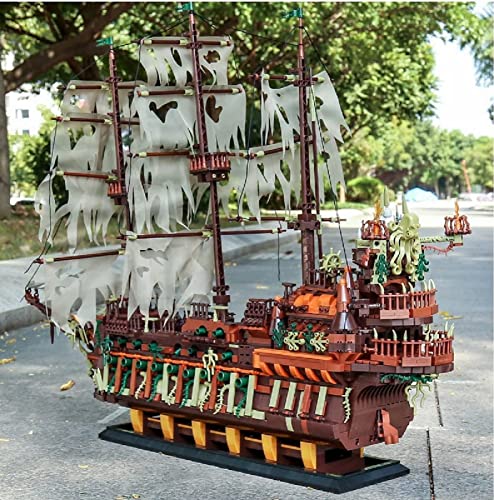 Barco pirata modelo 13138, juego de construcción de ladrillos de sujeción MOC grandes, barco de vela Flying Dutchman, compatible con piezas de barco pirata Lego 3653