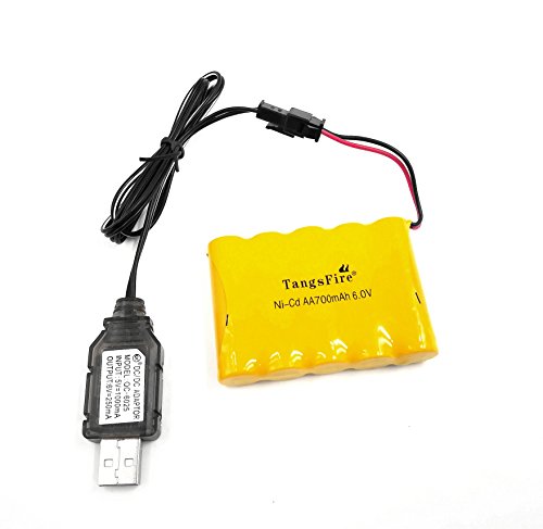 Batería Recargable 6V 700mAh AA Ni-CD Packs SM 2P Plug para Juguetes Power Bank + Cargador