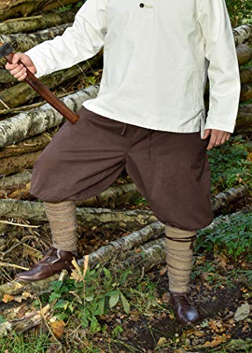 Battle-Merchant - Pantalones Bombachos Medievales Olaf para Hombre - para Larp Vikingo - Marrón - XL